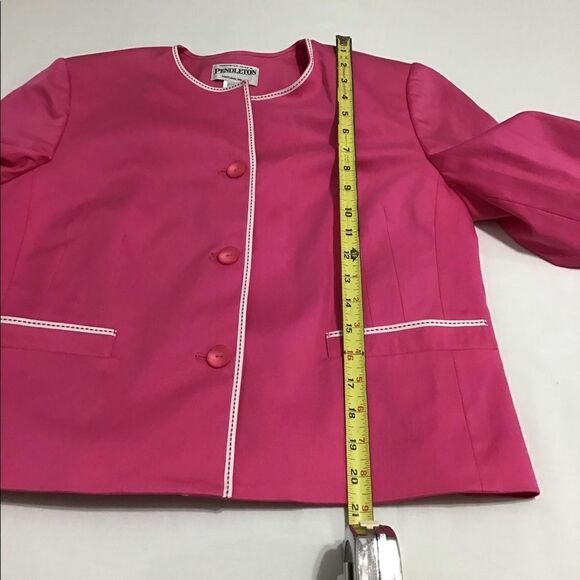 Pendleton Pink Collarless Blazer Blossom & Butterflies Stretch Button Down New - Picture 5 of 10